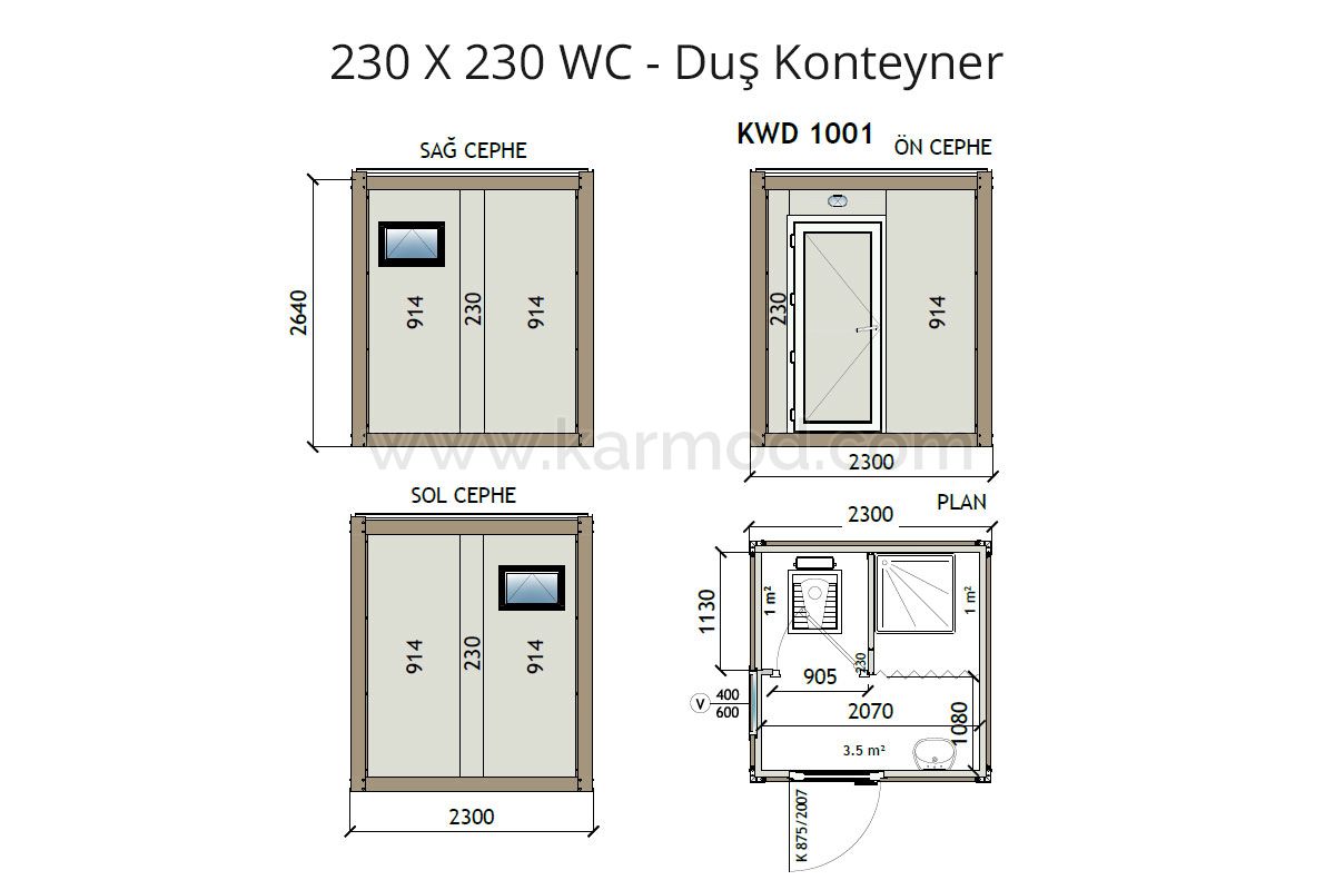 KW2 230X230 Wc - Shower Container