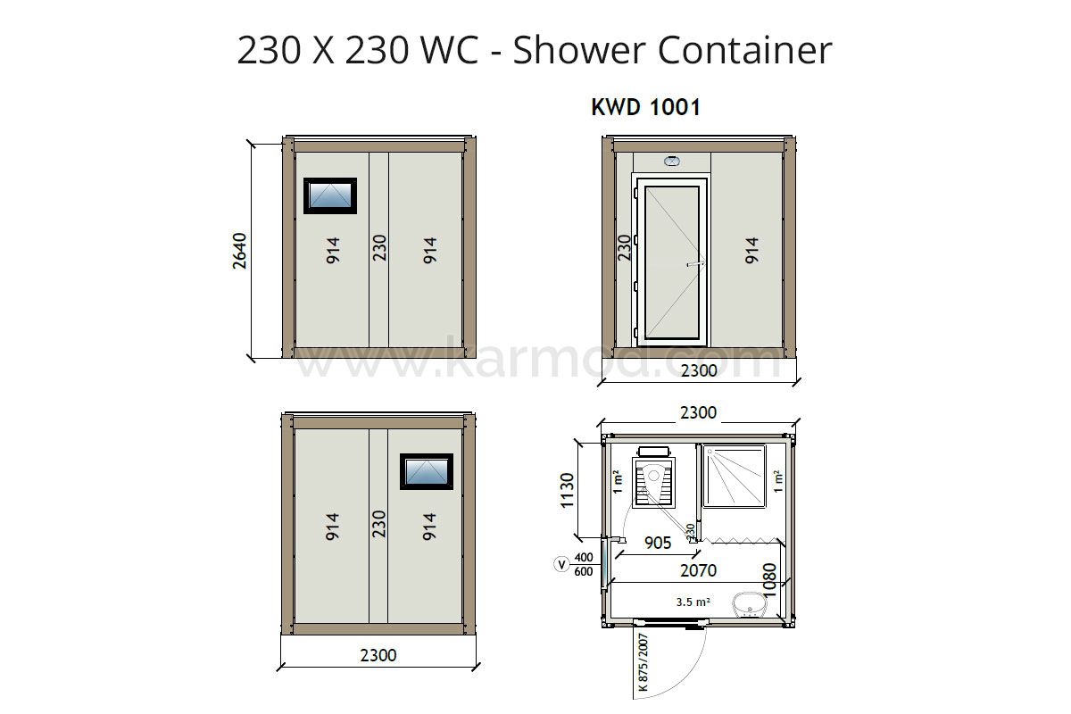 KW2 230X230 Wc - Shower Container