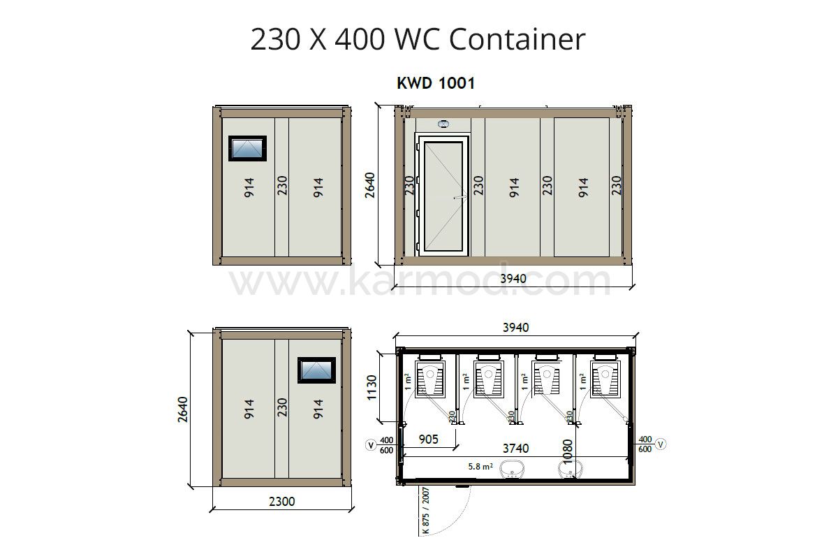 KW4 230X400 WC Container